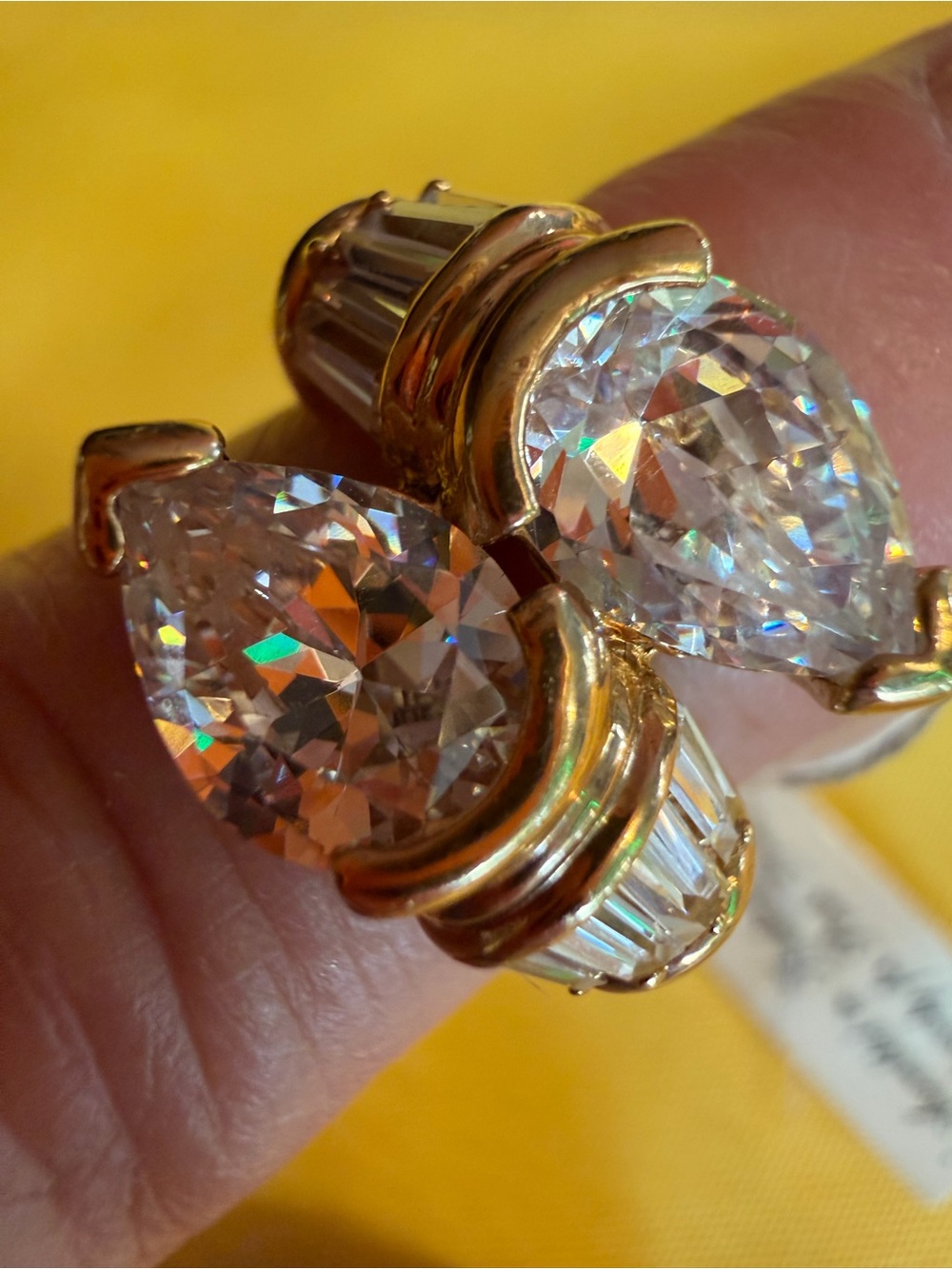 Park Lane Gold-Tone Statement Ring Clear Crystals Size 8 New